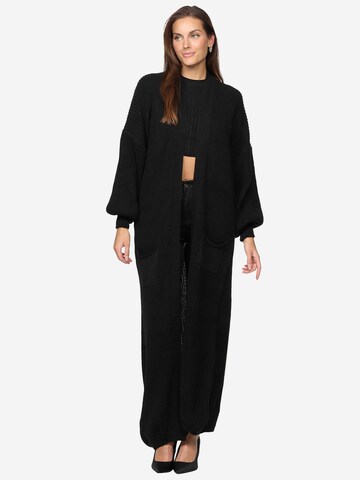 Elara Gebreide mantel in Zwart: voorkant