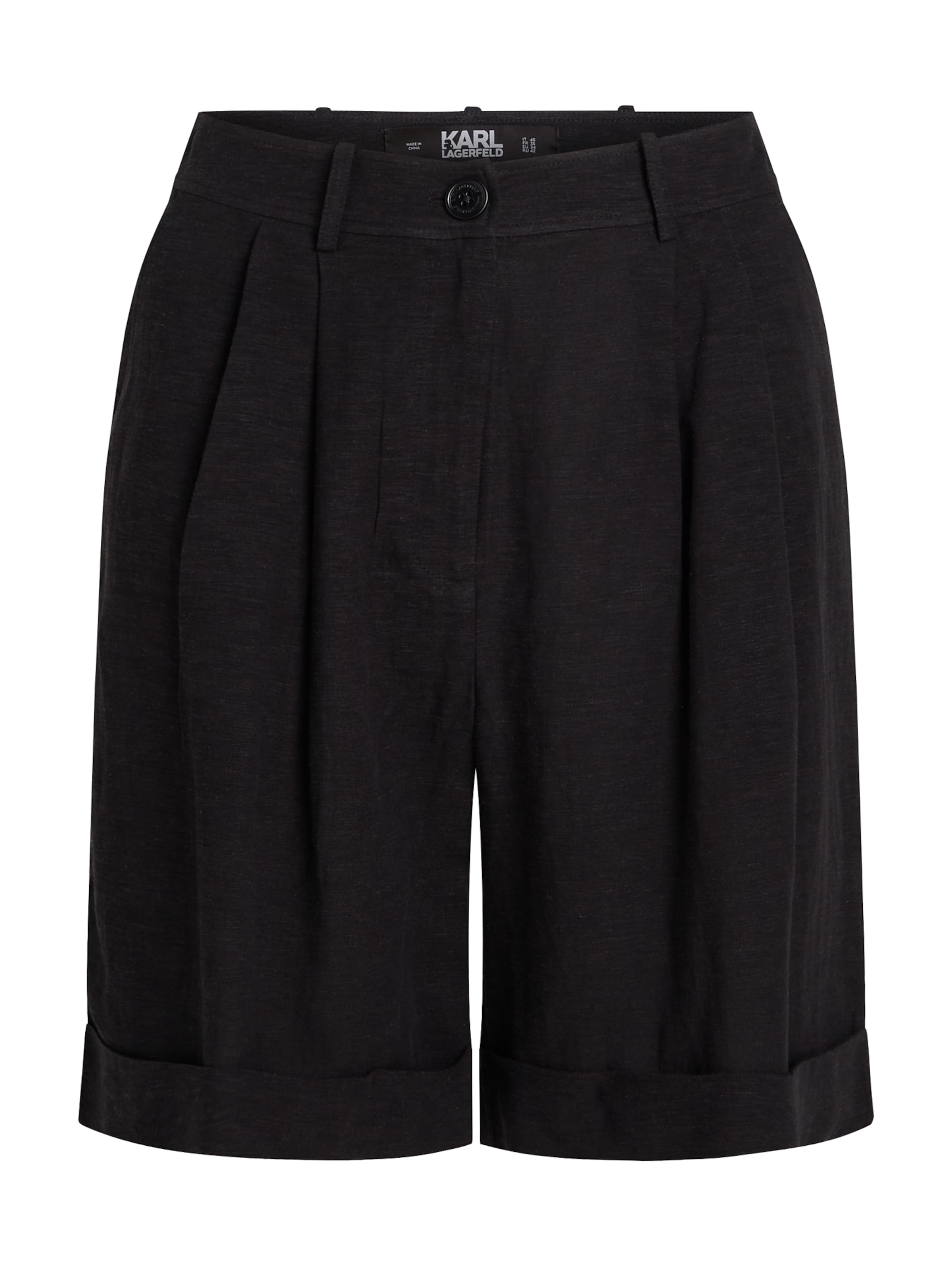Karl Lagerfeld - Loosefit Pantalón plisado en negro: frente