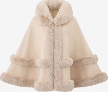 Magicshe Cape 'Winter Cape Poncho mit Kunstfell' in Weiß: Vorderseite
