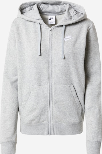 Nike Sportswear Sweatjacka 'Club Fleece' i gråmelerad / vit, Produktvy