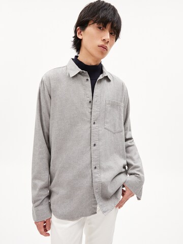 ARMEDANGELS Comfort fit Button Up Shirt 'BODAA' in Grey: front