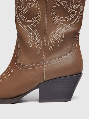 Pull&Bear Cowboy Boots in Brown