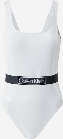 Calvin Klein Swimwear Bustier Enodelne kopalke | siva barva: sprednja stran