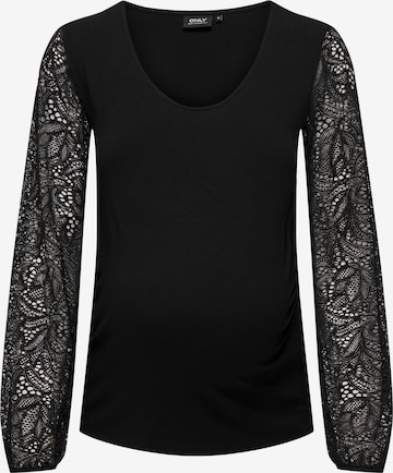 Only Maternity Blouse 'OLMLOTUS LACE ' in Zwart: voorkant