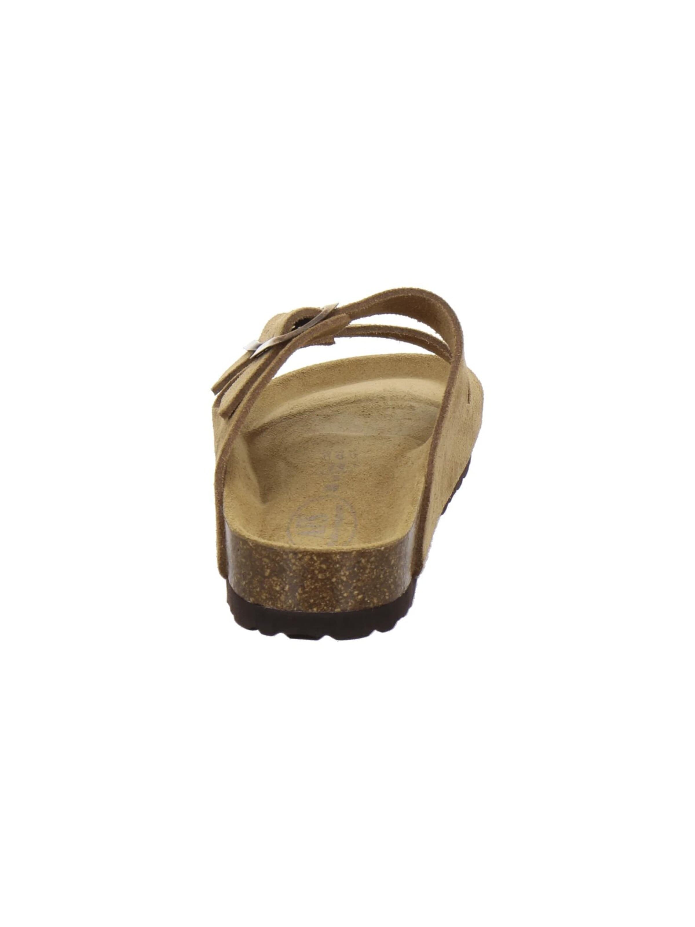 AFS-Schuhe Pantolette 'Pantoletten Damen Zweischnaller cognac Veloursleder'‌‌‌‌‌‌‌‌‌‌ in Braun