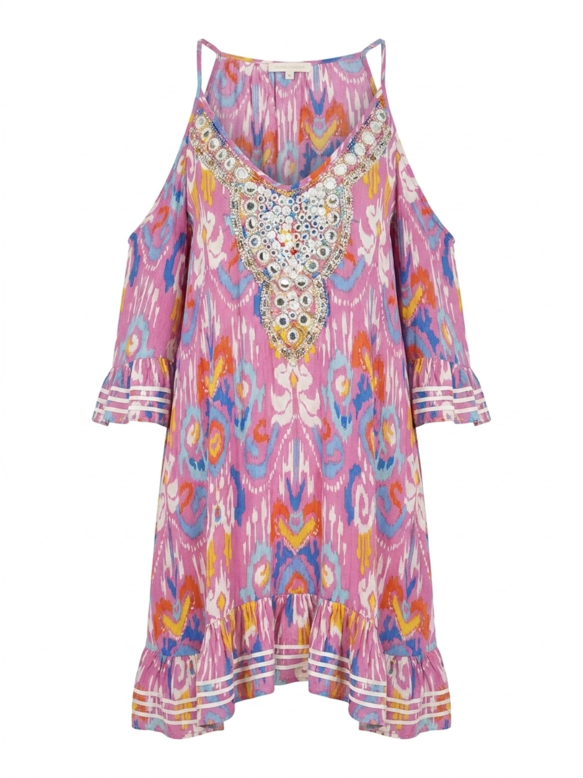 Abito 'Robe Courte Birds' di Miss June in rosa: frontale