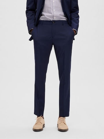 SELECTED HOMME Slim fit Pleated Pants in Blue: front