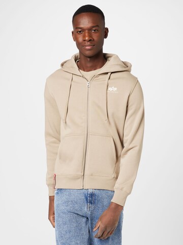 ALPHA INDUSTRIES - Sudadera con cremallera en beige: frente