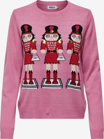 ONLY Sweter 'XMAS GIRLS' w kolorze różowy: przód