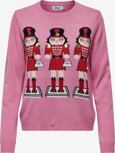 ONLY Pullover 'XMAS GIRLS' i nude / lys pink / rød / sort, Produktvisning