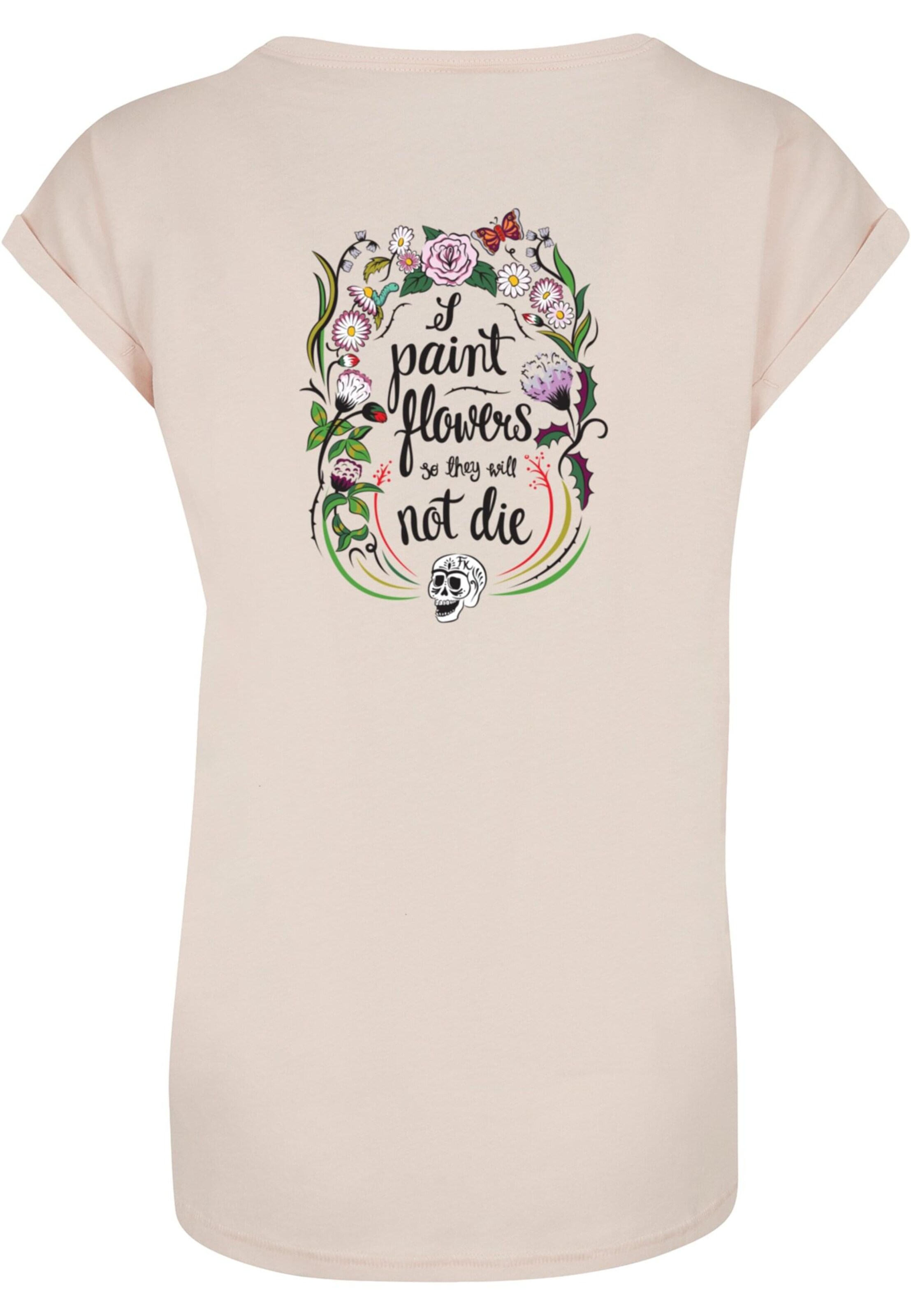 Merchcode T-Shirt 'Kahlo - Skeleton' in Beige