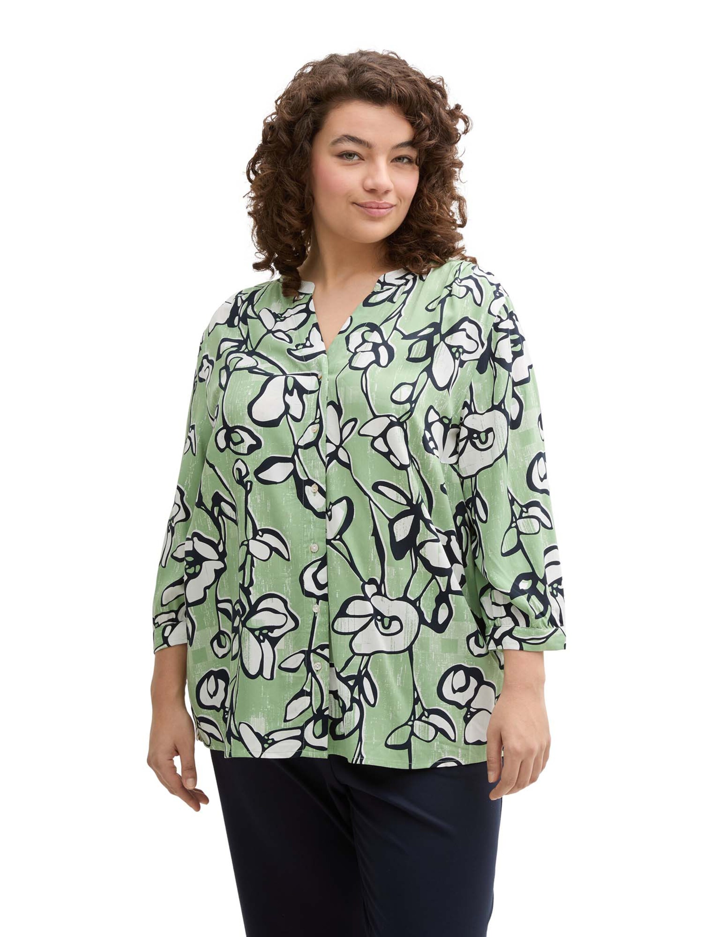 Tom Tailor Women + Bluse i grøn: forside