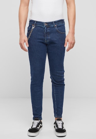 2Y Premium Tapered Jeans in Blauw: voorkant