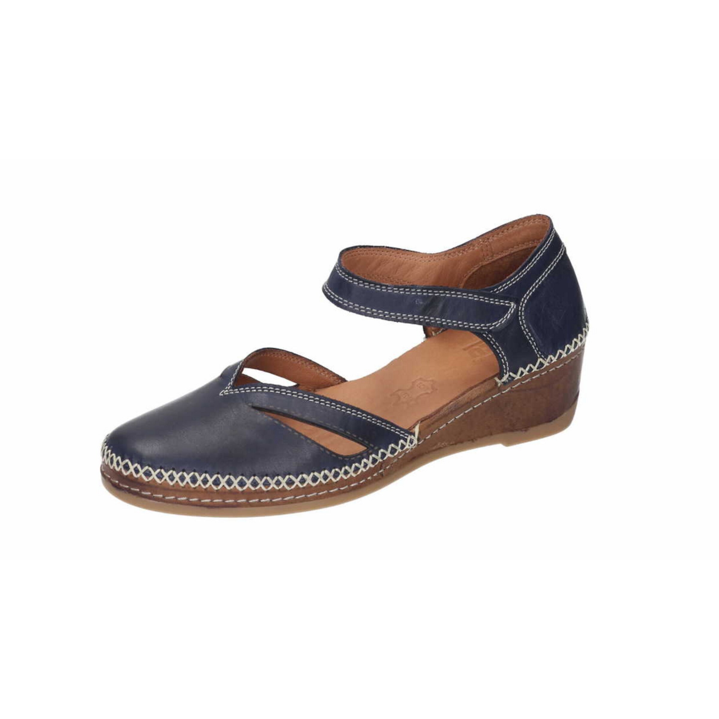 MANITU Ballet Flats with Strap in Blue: front