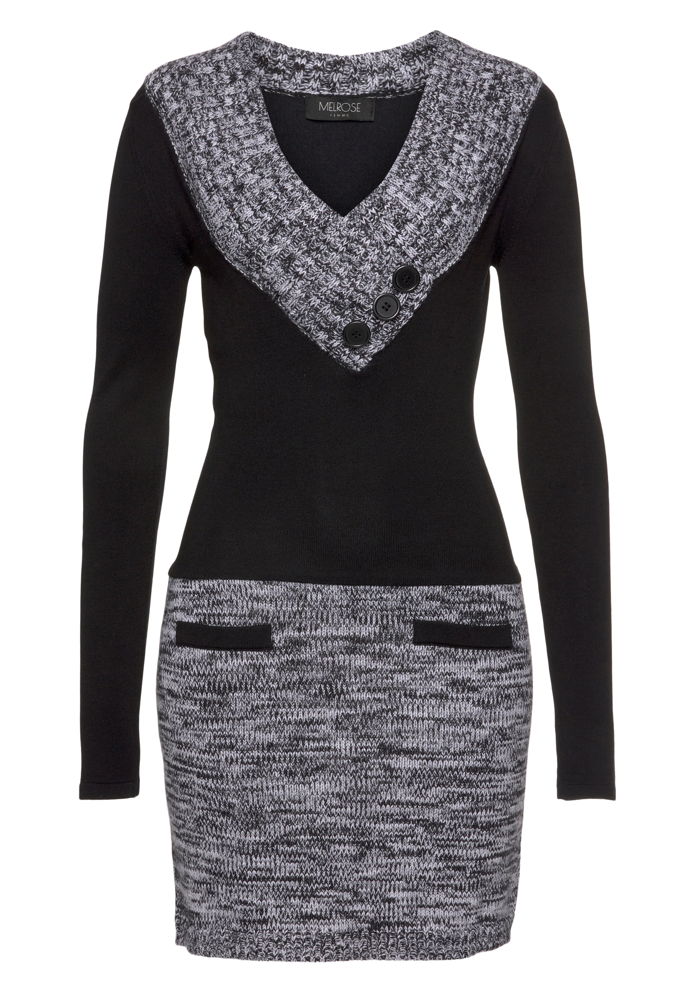 MELROSE Strickkleid in Grau: Vorderseite