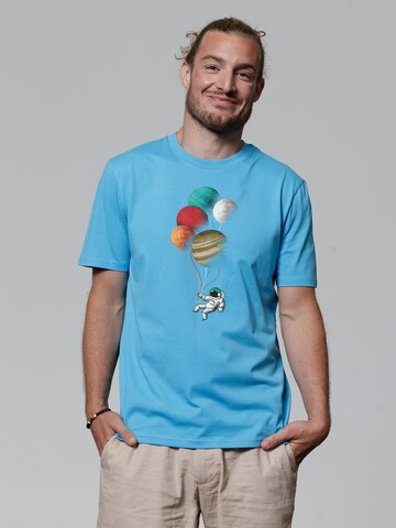 Maglietta 'Balloon Spaceman' di Watapparel in blu: frontale