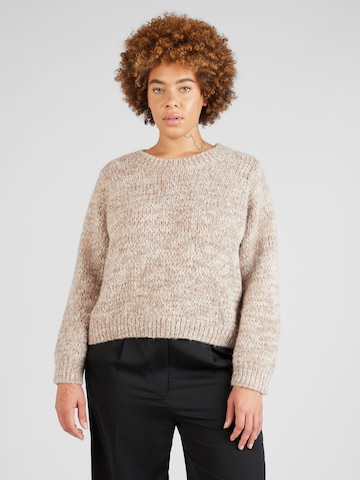 PIECES Curve Sweater 'NOMANA' in Brown: front