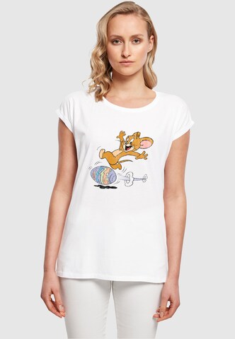 ABSOLUTE CULT Shirt 'Tom And Jerry - Egg Run' in Wit: voorkant