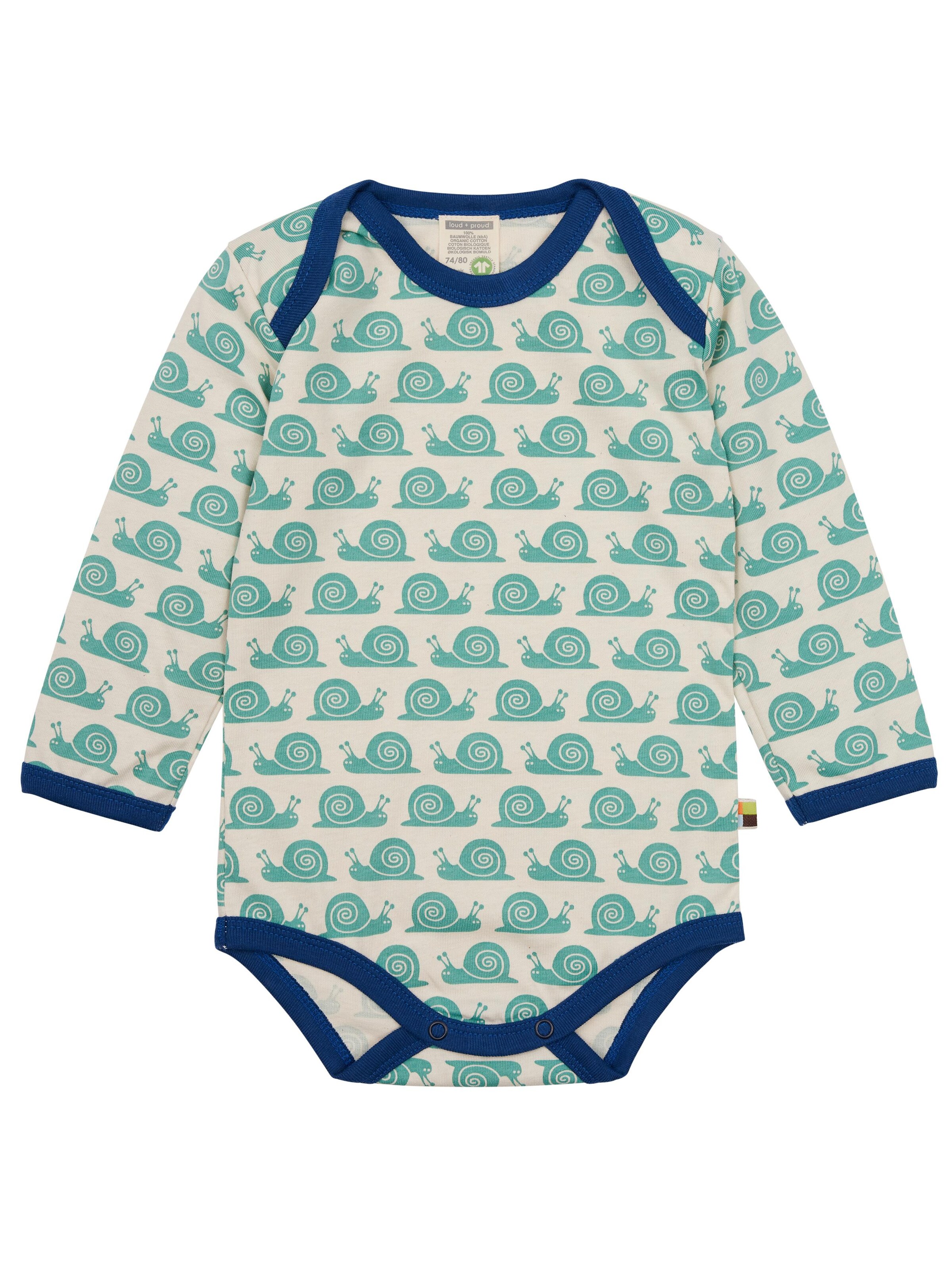 loud + proud Romper/Bodysuit 'Schnecken' in Green: front