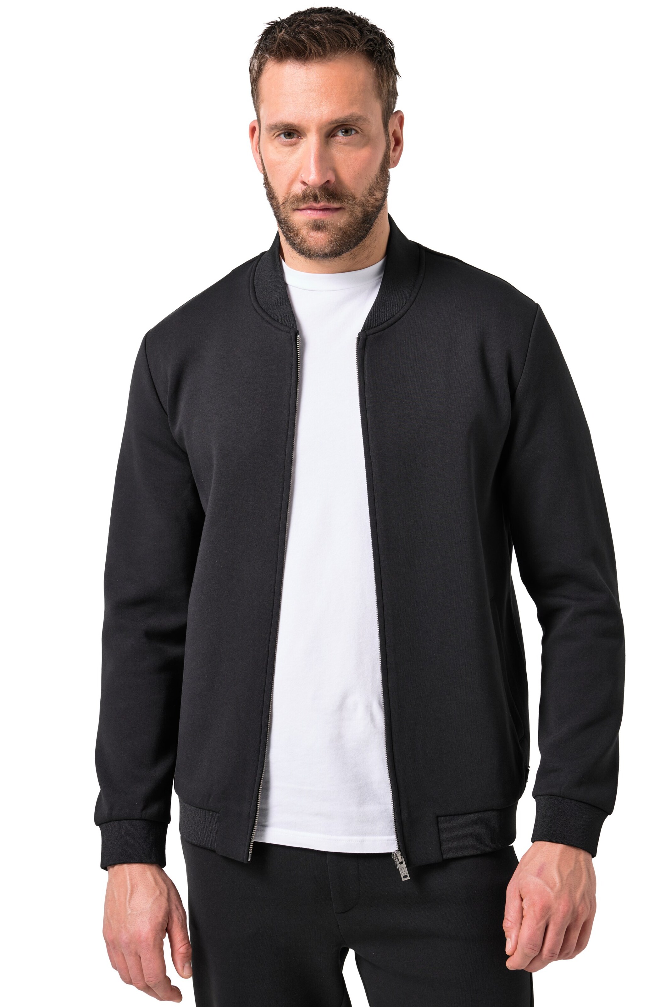 JP1880 Sweatvest in Zwart: voorkant