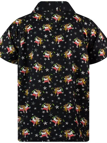 King Kameha Regular Fit Hemd 'Christmas Drunk Santa'‌‌‌‌ in Schwarz