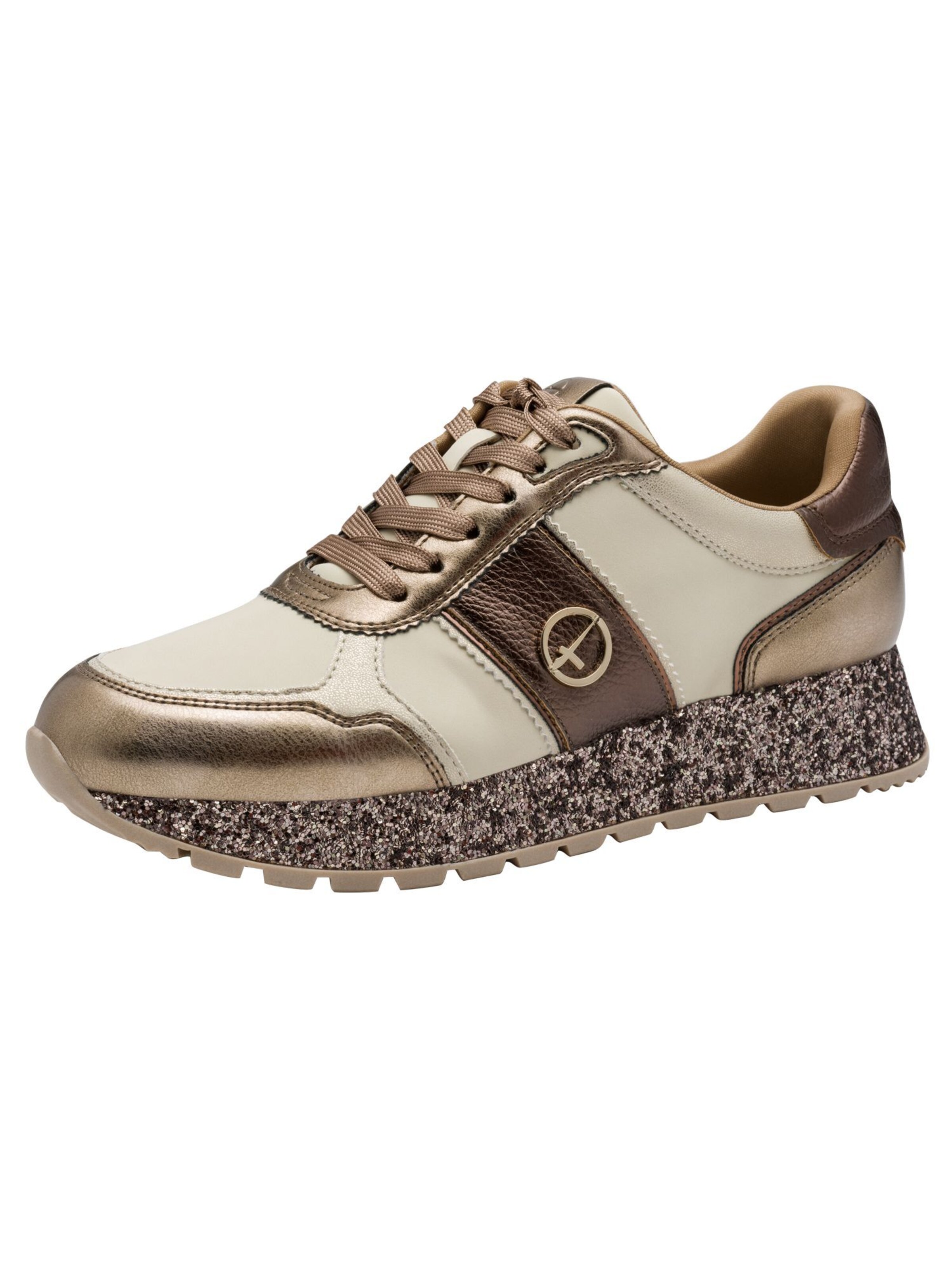 Baskets basses Tamaris en beige : devant