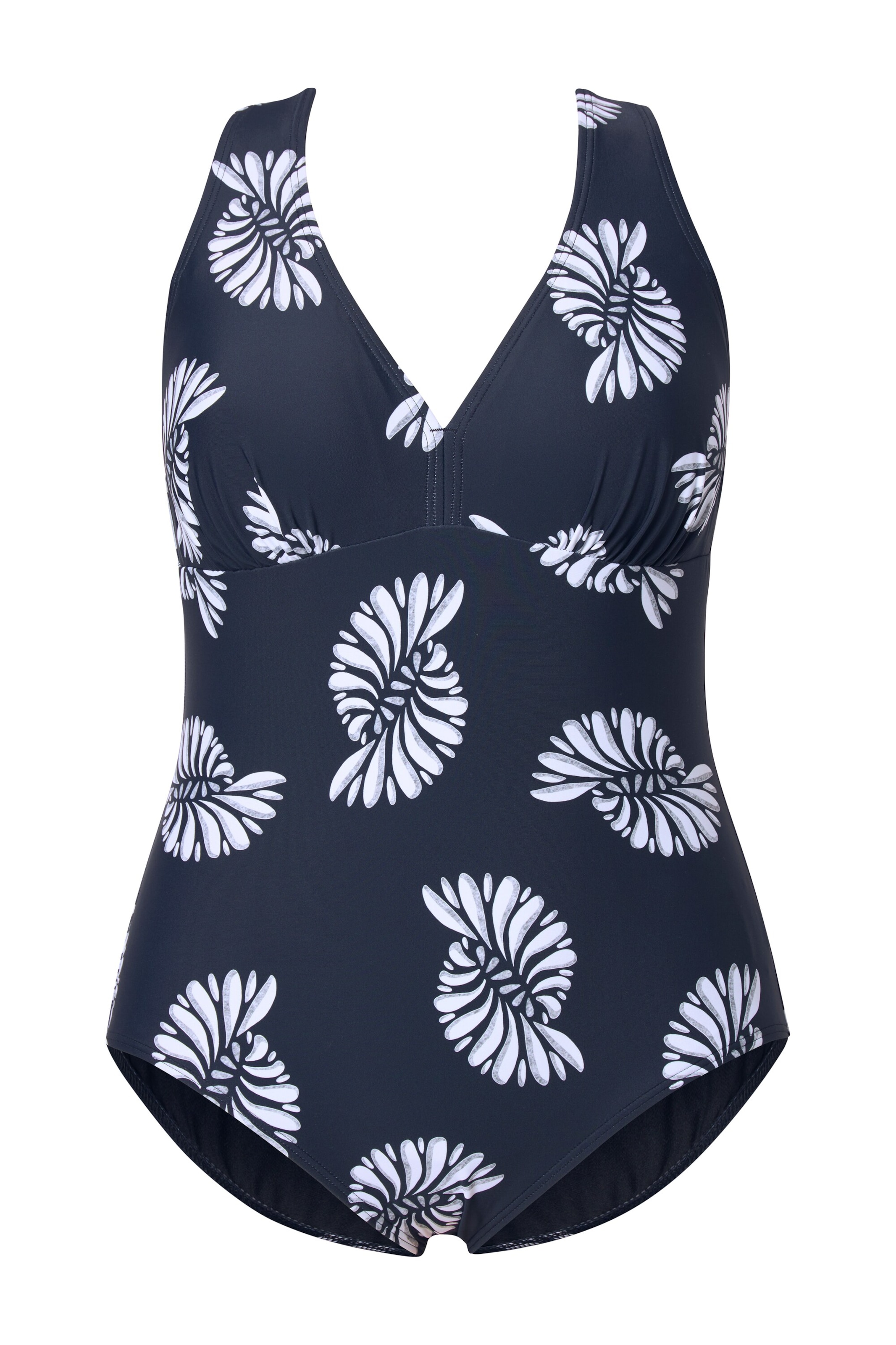 Col haut Maillot de bain Ulla Popken en bleu : devant