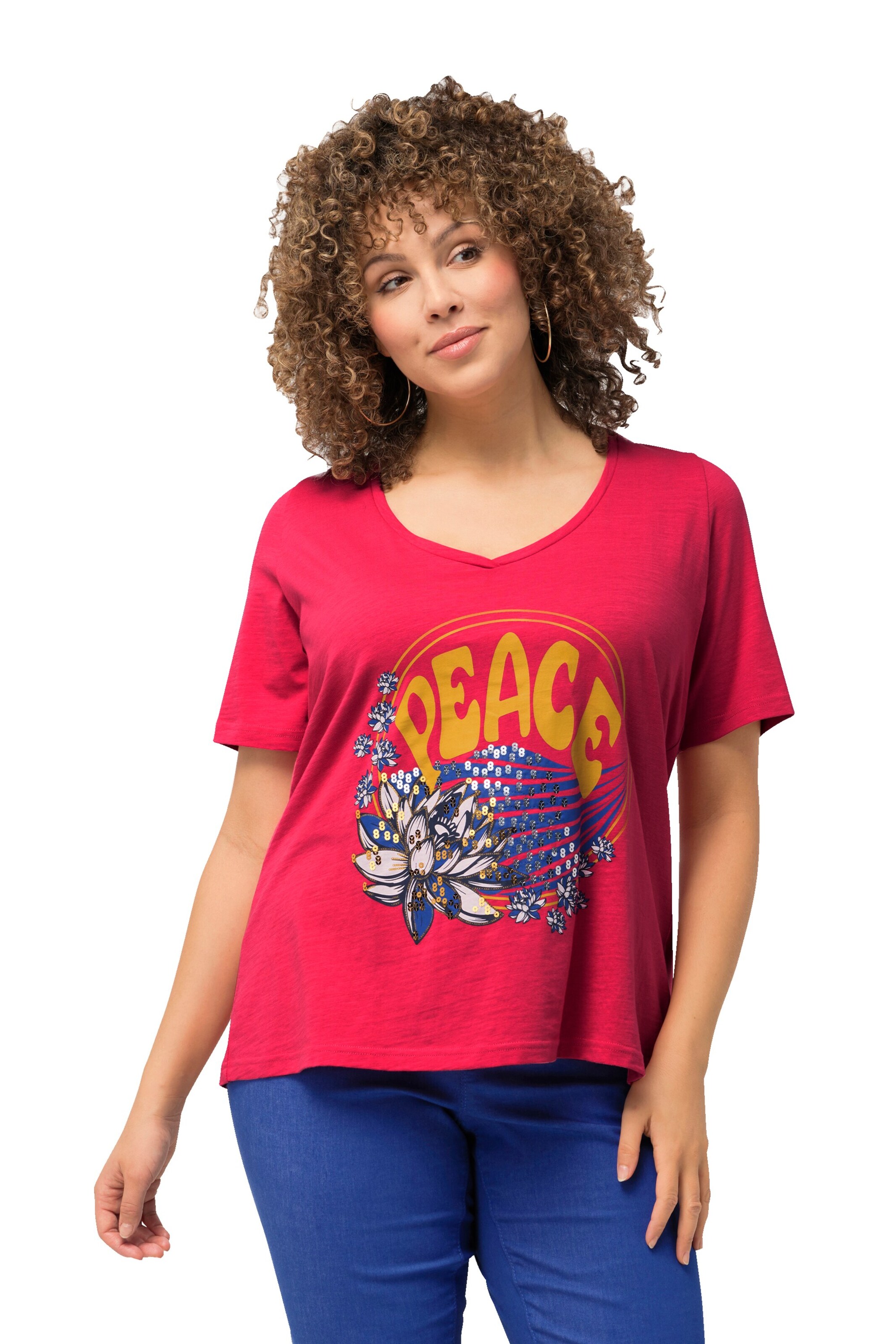 T-shirt Ulla Popken en rose : devant