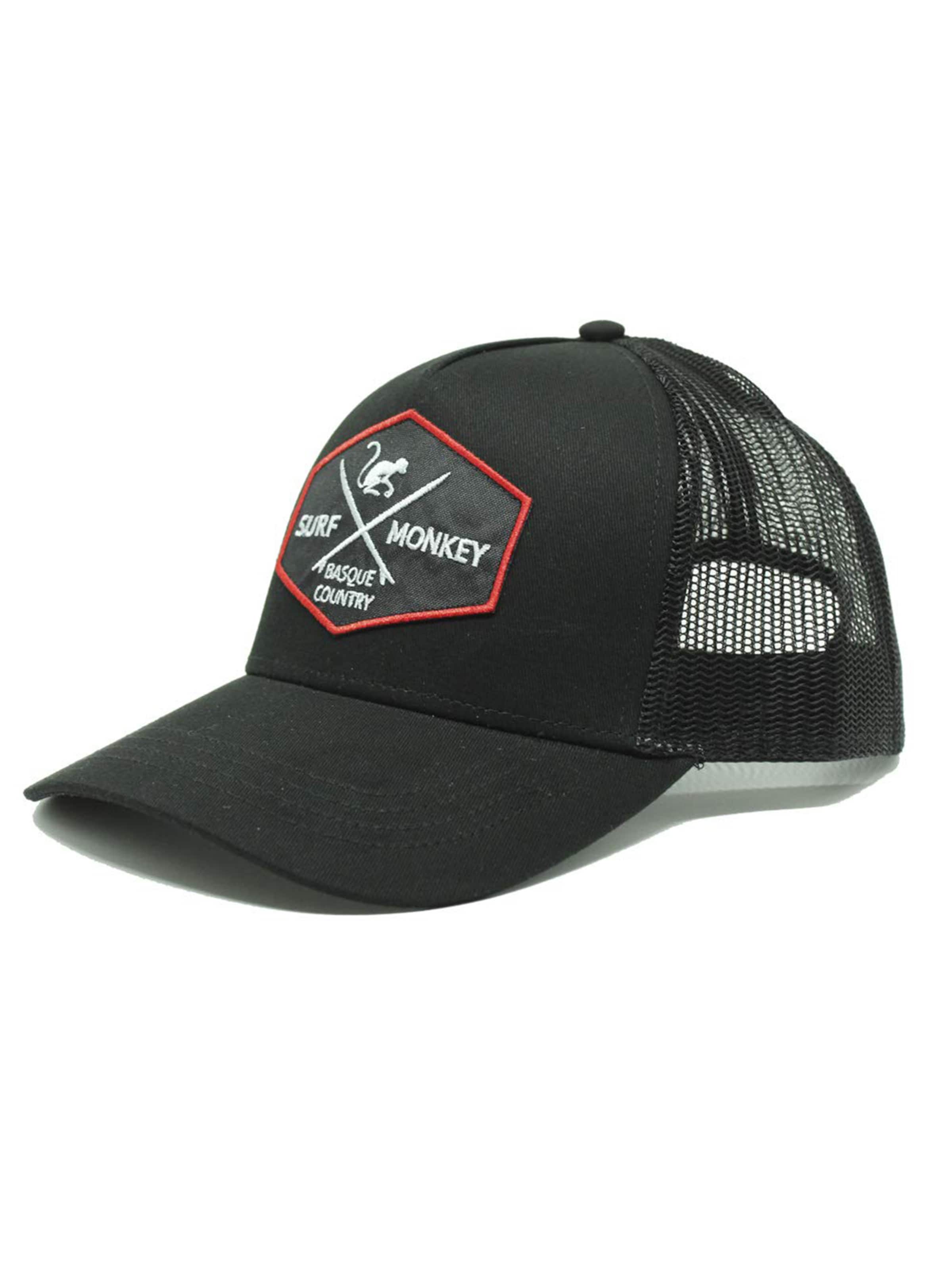 Cappello da baseball sportivo di Surf Monkey in nero: frontale
