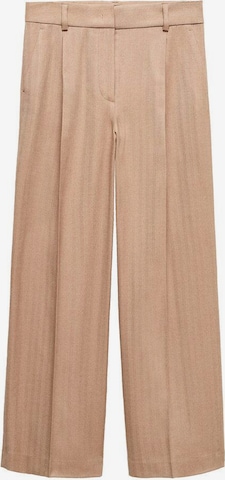 MANGO Wide Leg Bukser med lægfolder 'Hunter' i beige: forside