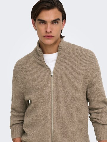 Only & Sons Strickjacke 'DALE ' in Braun