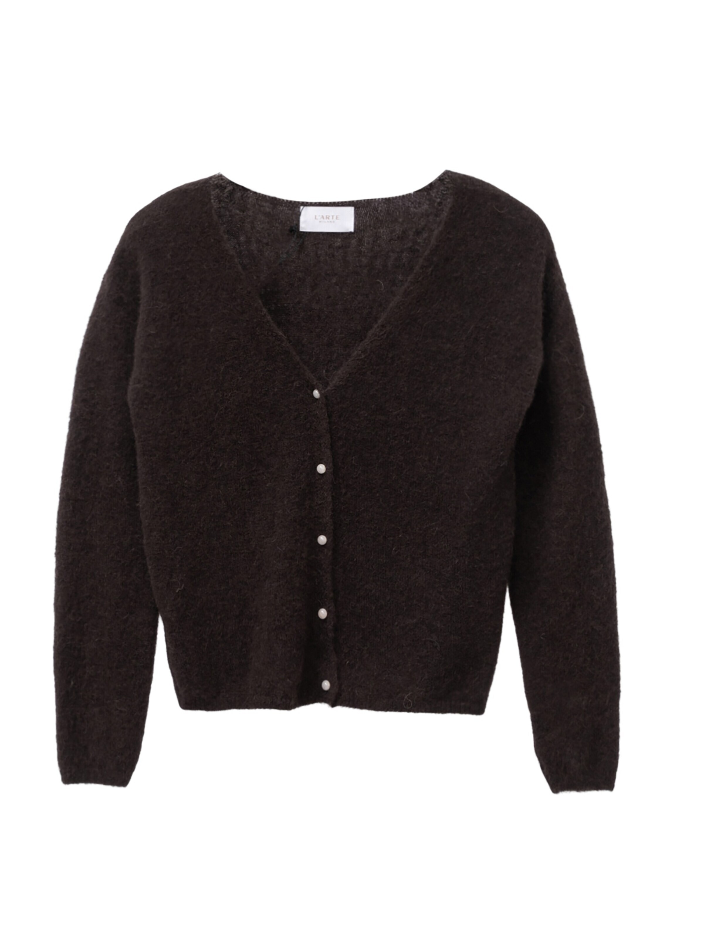 L'Arte Milano Knit cardigan in Brown: front
