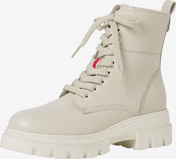 s.Oliver Lace-Up Ankle Boots in Beige: front