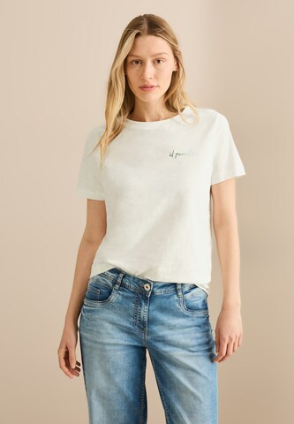 CECIL T-Shirt mit Print-Detail in Weiß: Vorderseite