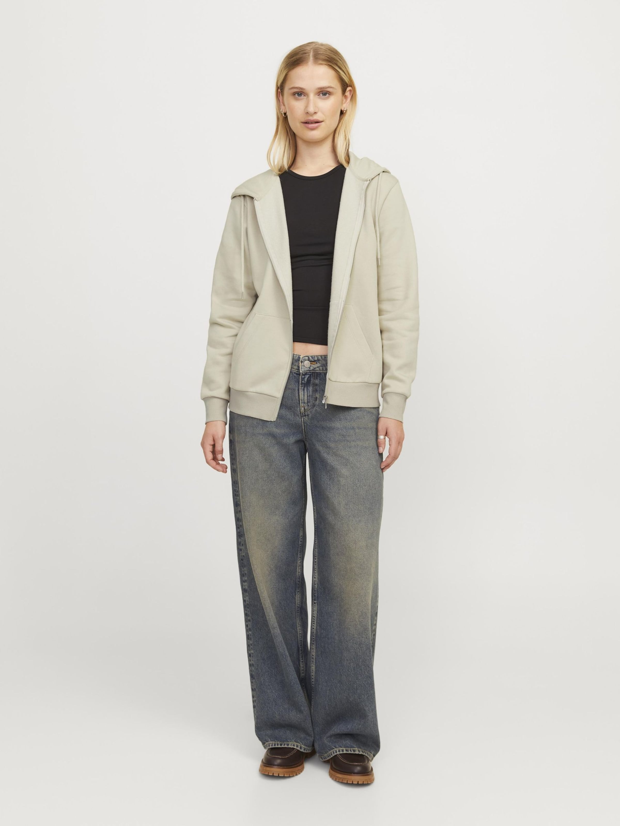 JJXX Zip-Up Hoodie 'JXAbbie' in Kitt | ABOUT YOU