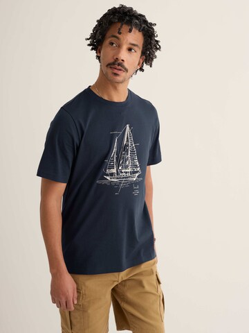 Tricou 'Midwatch' de la Seasalt Cornwall pe albastru: față
