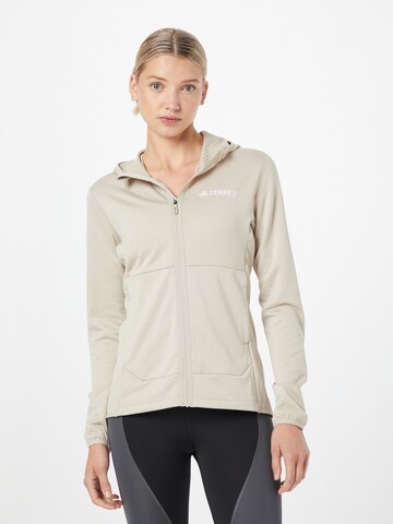 ADIDAS TERREX Athletic fleece jacket 'Xperior' in Beige: front