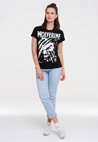 LOGOSHIRT Shirt 'Marvel Comics - Wolverine' in Zwart