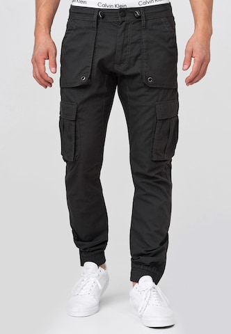 INDICODE JEANS Regular Cargobroek 'Leonard' in Grijs: voorkant