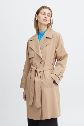 ICHI Between-Seasons Coat 'Elova' in Brown: front