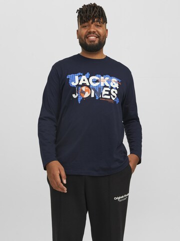 Jack & Jones Plus Tričko 'DUST' – modrá: přední strana