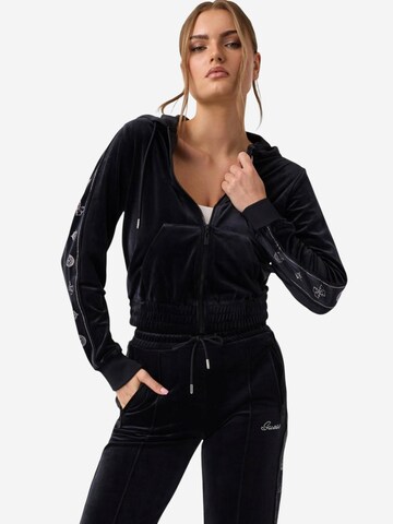 GUESS - Sudadera con cremallera 'AMALIA FULL ZIP HOOD V6BQ07 K6301' en negro: frente