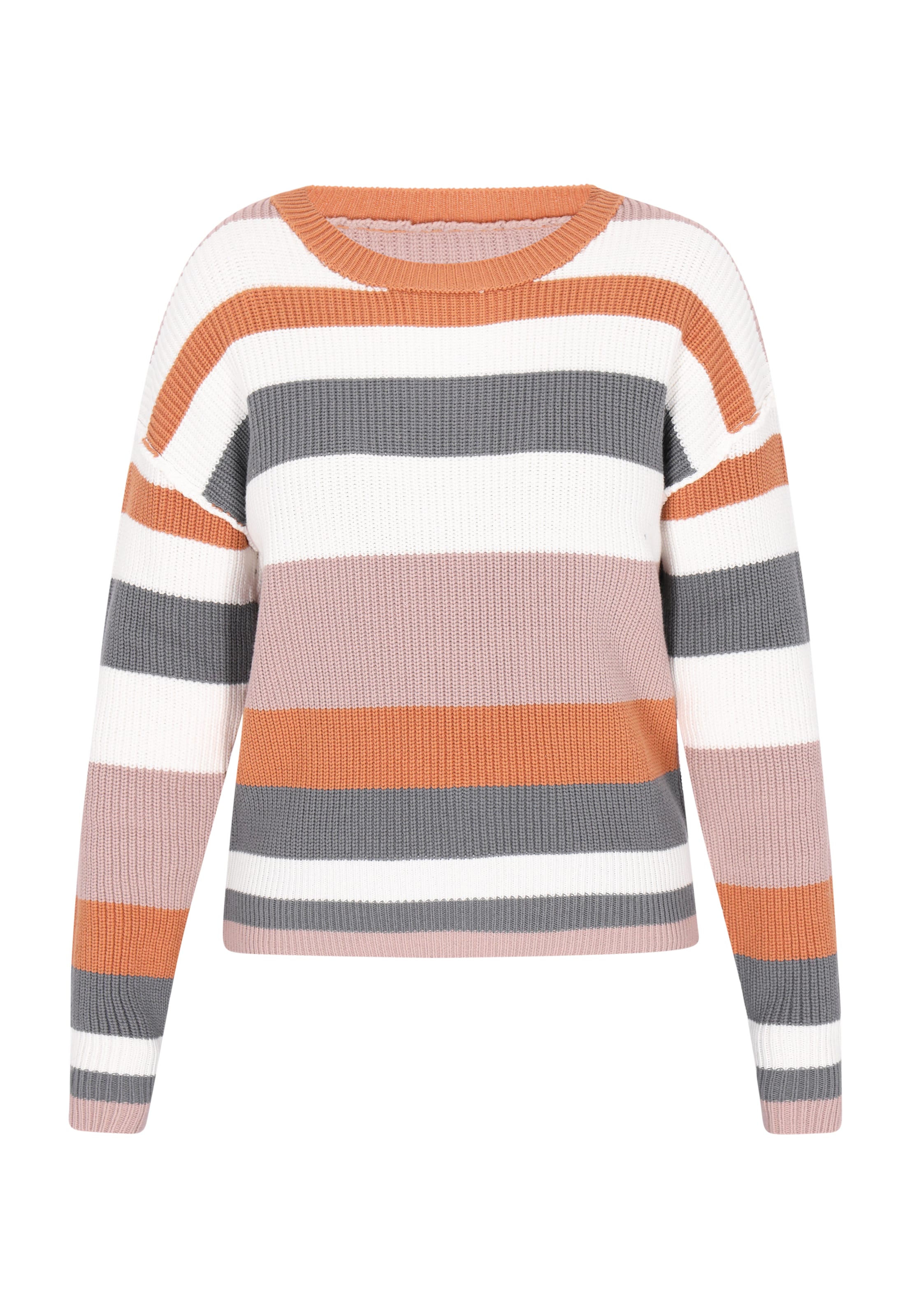 Pulover SANIKA pe gri / gri taupe / portocaliu mandarină / alb, Vizualizare produs