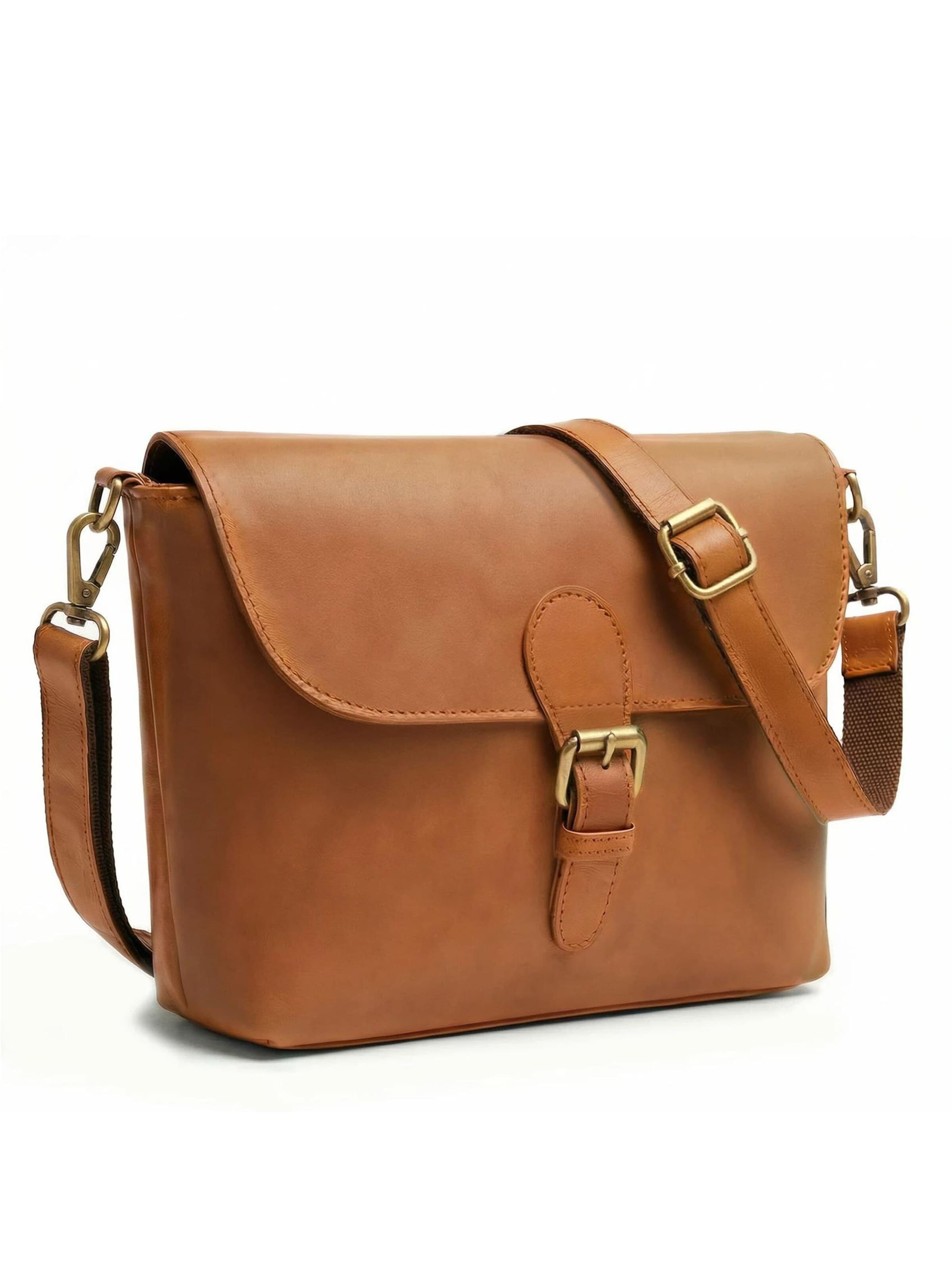 SID & VAIN Shoulder Bag 'Umhängetasche YALE echt Leder' in Brown: front