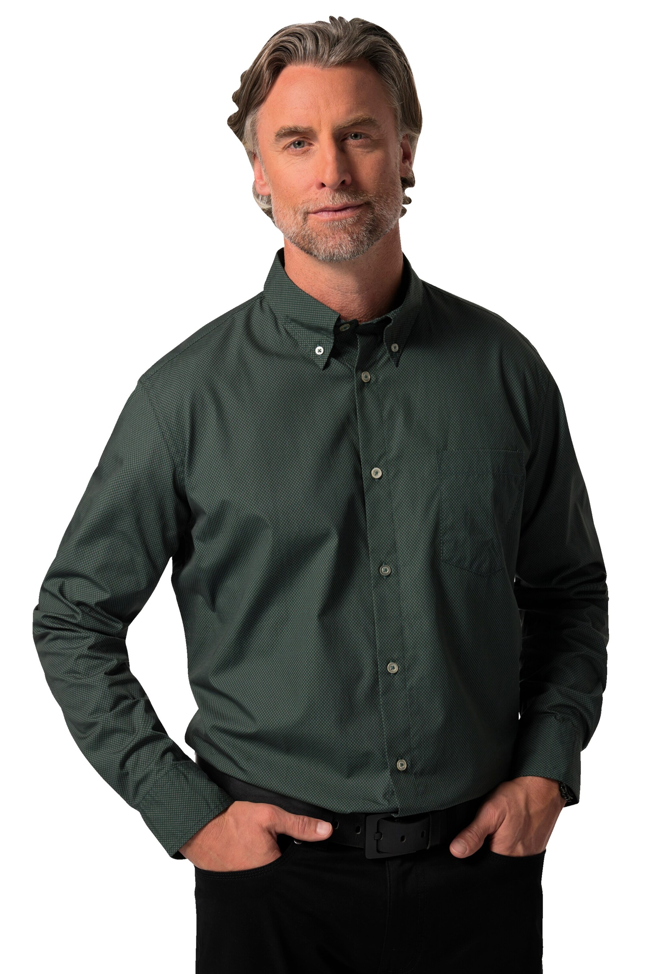 Boston Park Regular fit Button Up Shirt in Green: front