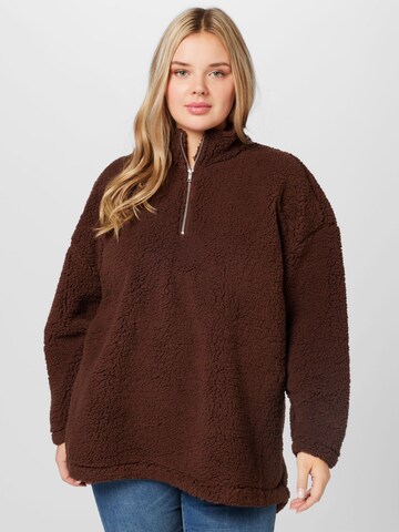 PIECES Curve Sweater 'FERNA' in Brown: front