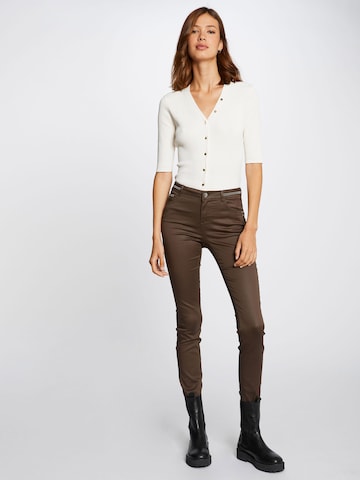 Coupe slim Pantalon 'PALONA' Morgan en marron