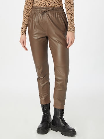 OAKWOOD Slim fit Pants 'GIFT' in Brown: front