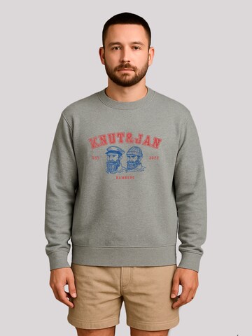 F4NT4STIC Sweatshirt 'Knut & Jan Hamburg' in Grijs: voorkant