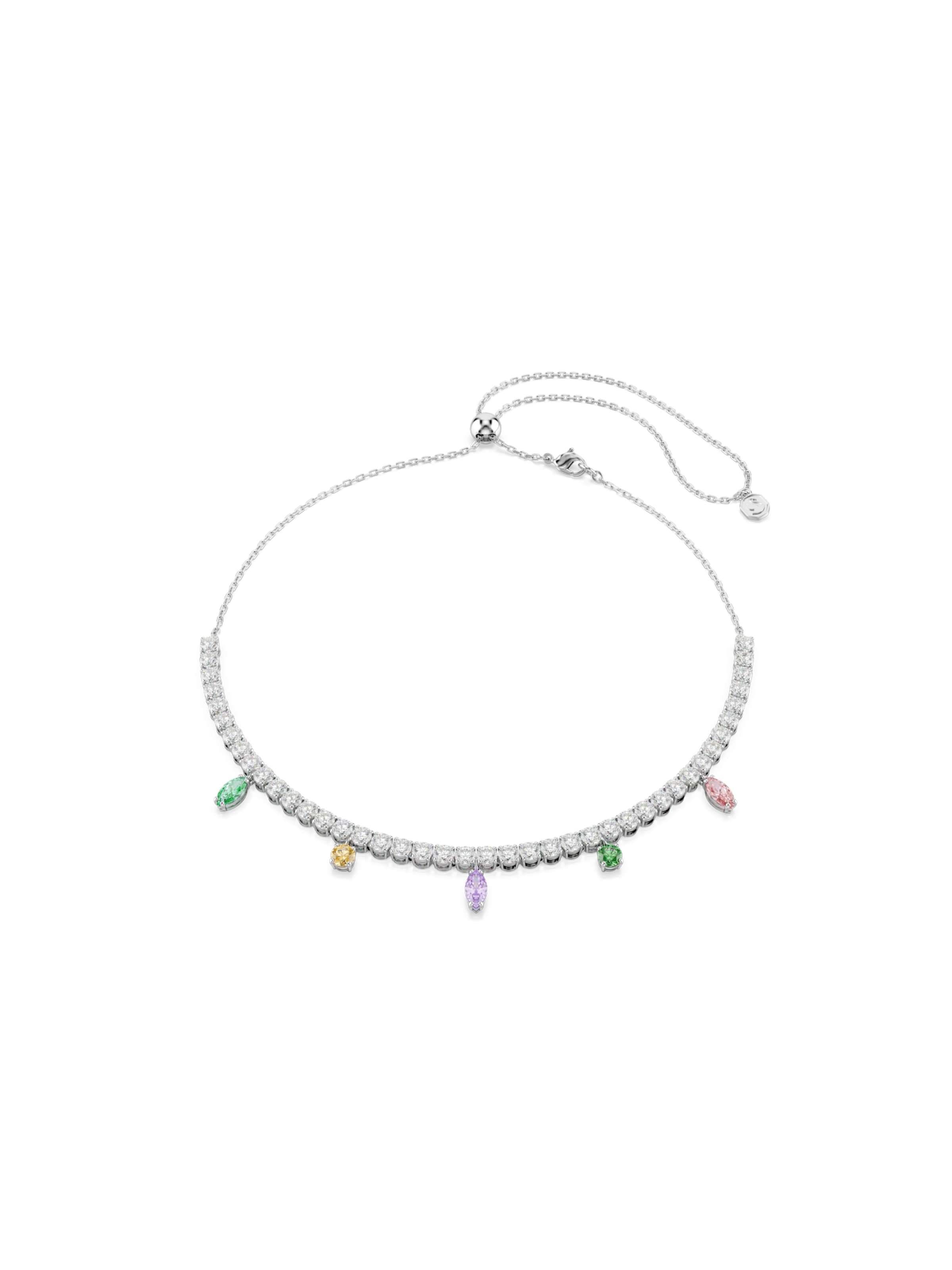 Swarovski Kette in gelb / grün / lila / silber, Produktansicht